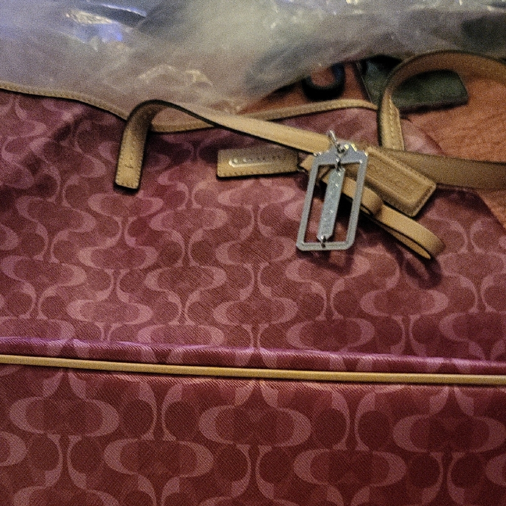 Coach Fuchsia Signature Tote with Tan Accents